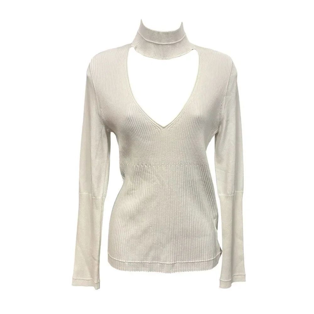 Maria McManus Banded Collar V Neck Long Sleeve T NWT Size Large
